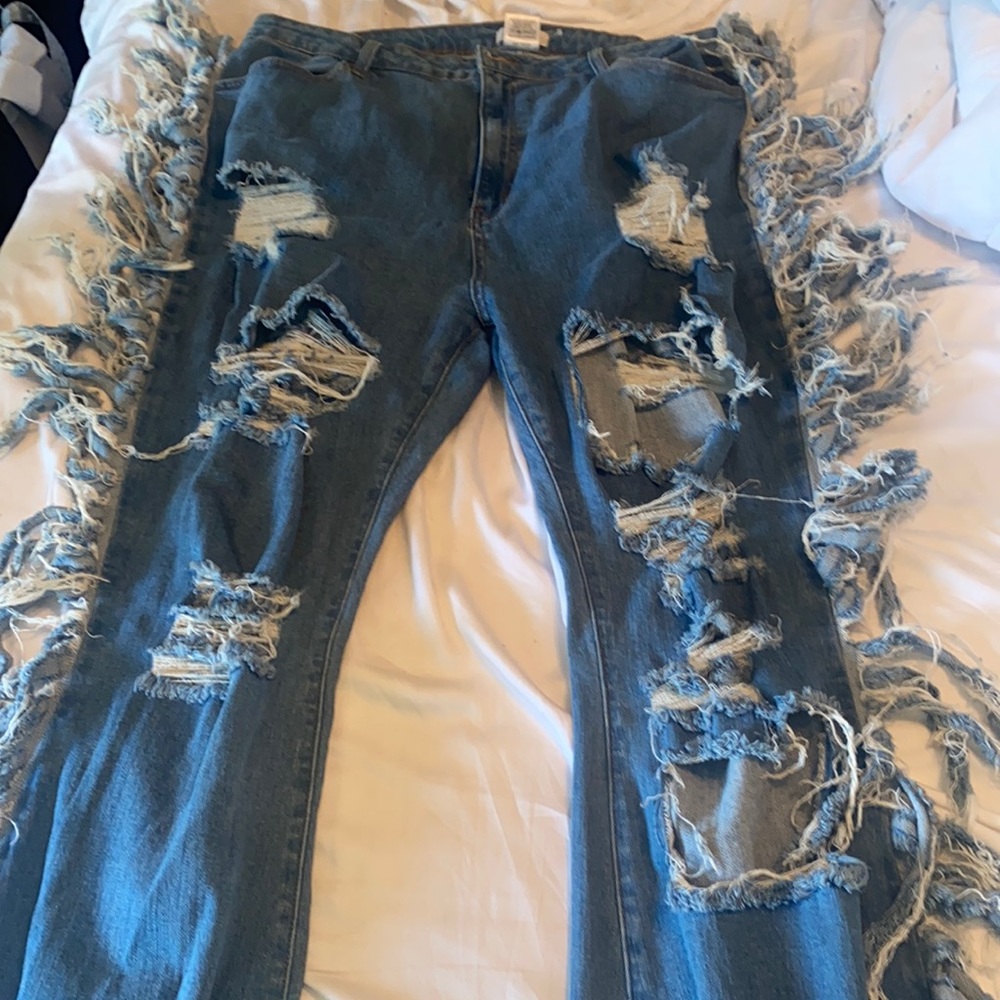 Fun flare distressed jeans